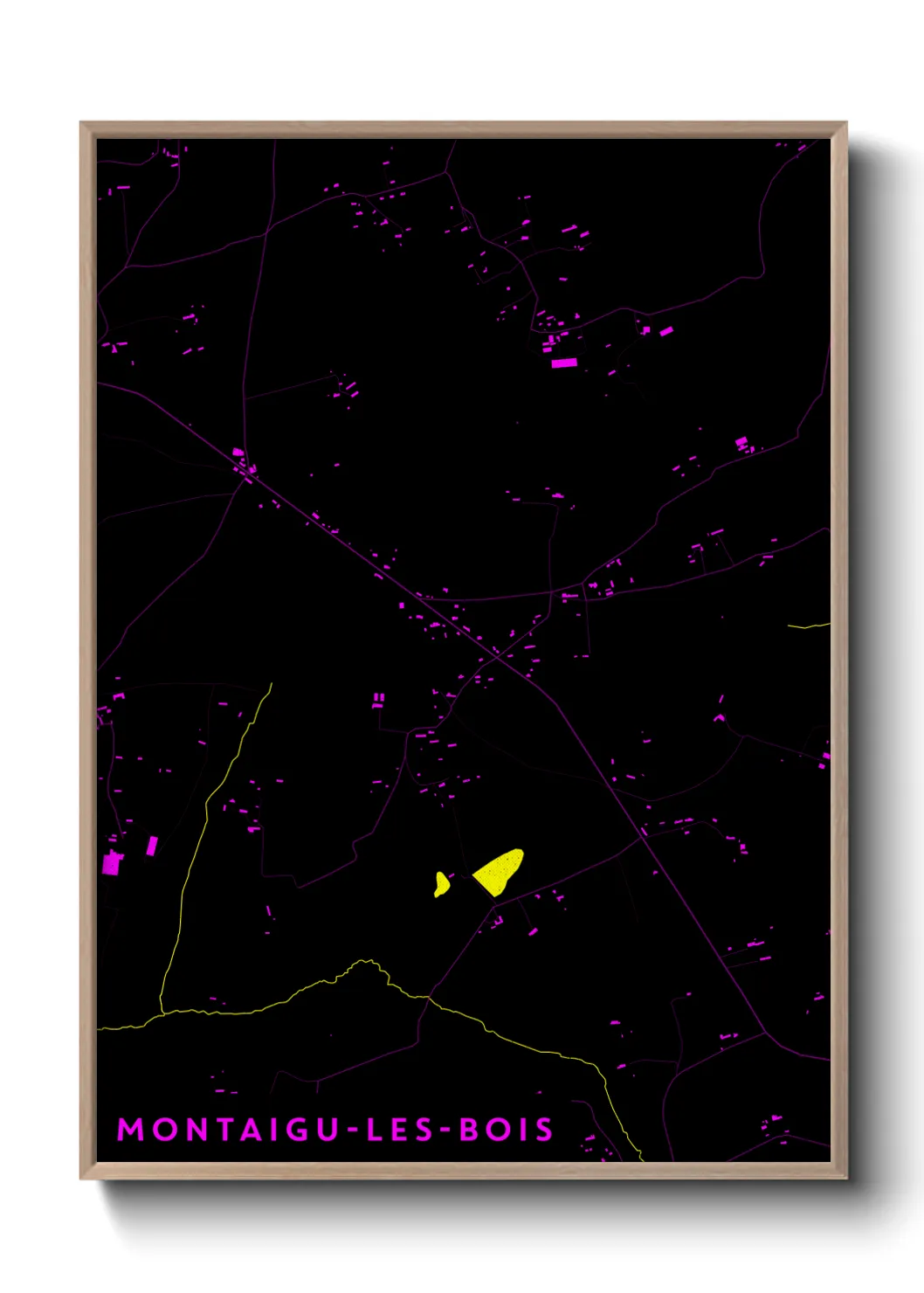 Une affiche de carte sur Montaigu-les-Bois