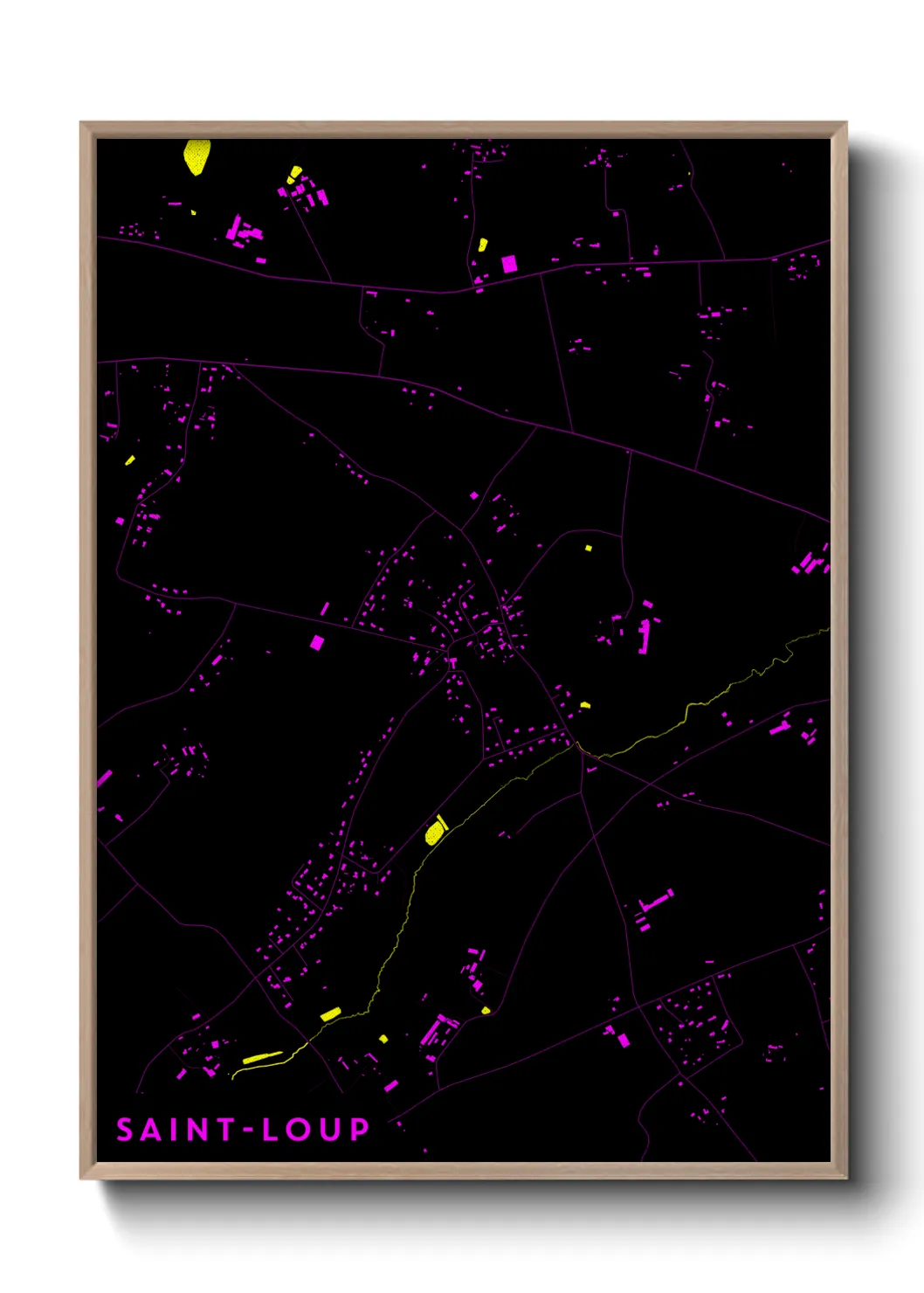 Une affiche de carte sur Saint-Loup