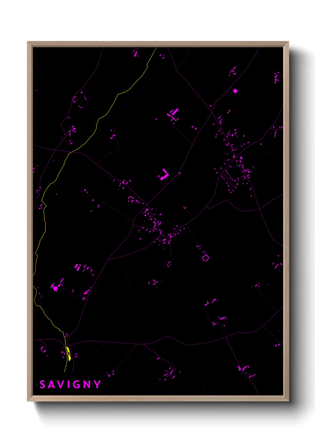 Une affiche de carte sur Savigny
