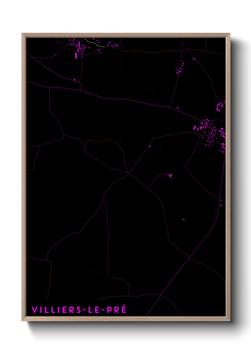 Une affiche de carte sur Villiers-le-Pré