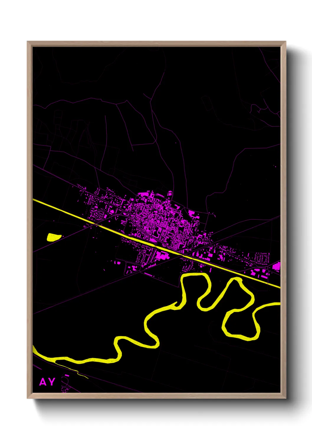 Une affiche de carte sur Ay