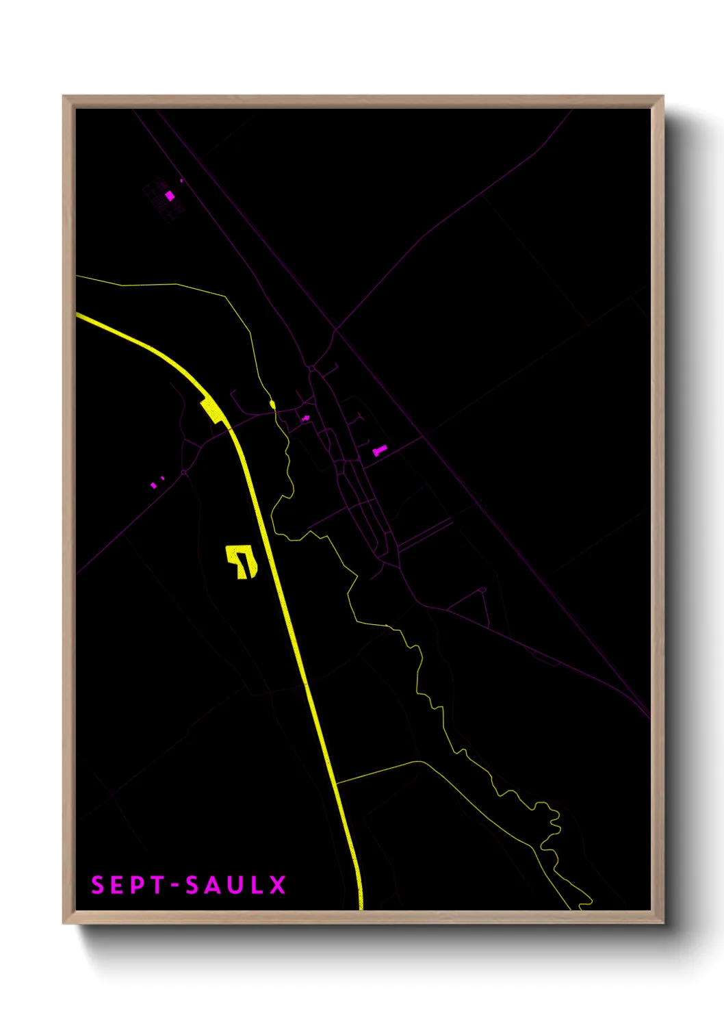 Une affiche de carte sur Sept-Saulx