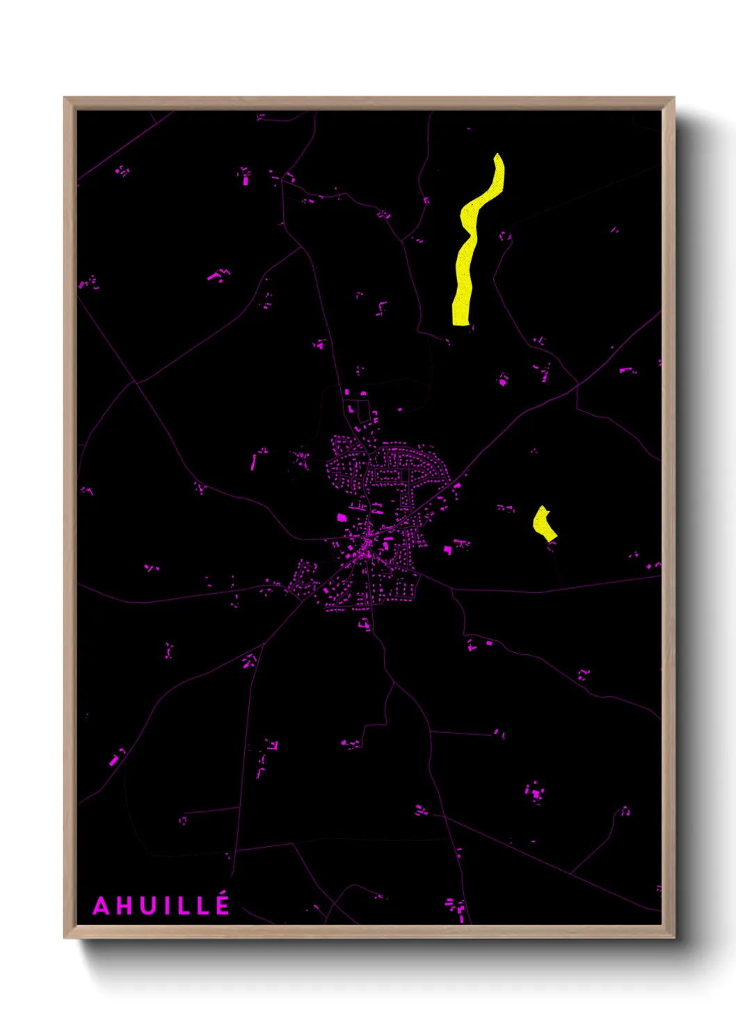 Une affiche de carte sur Ahuillé