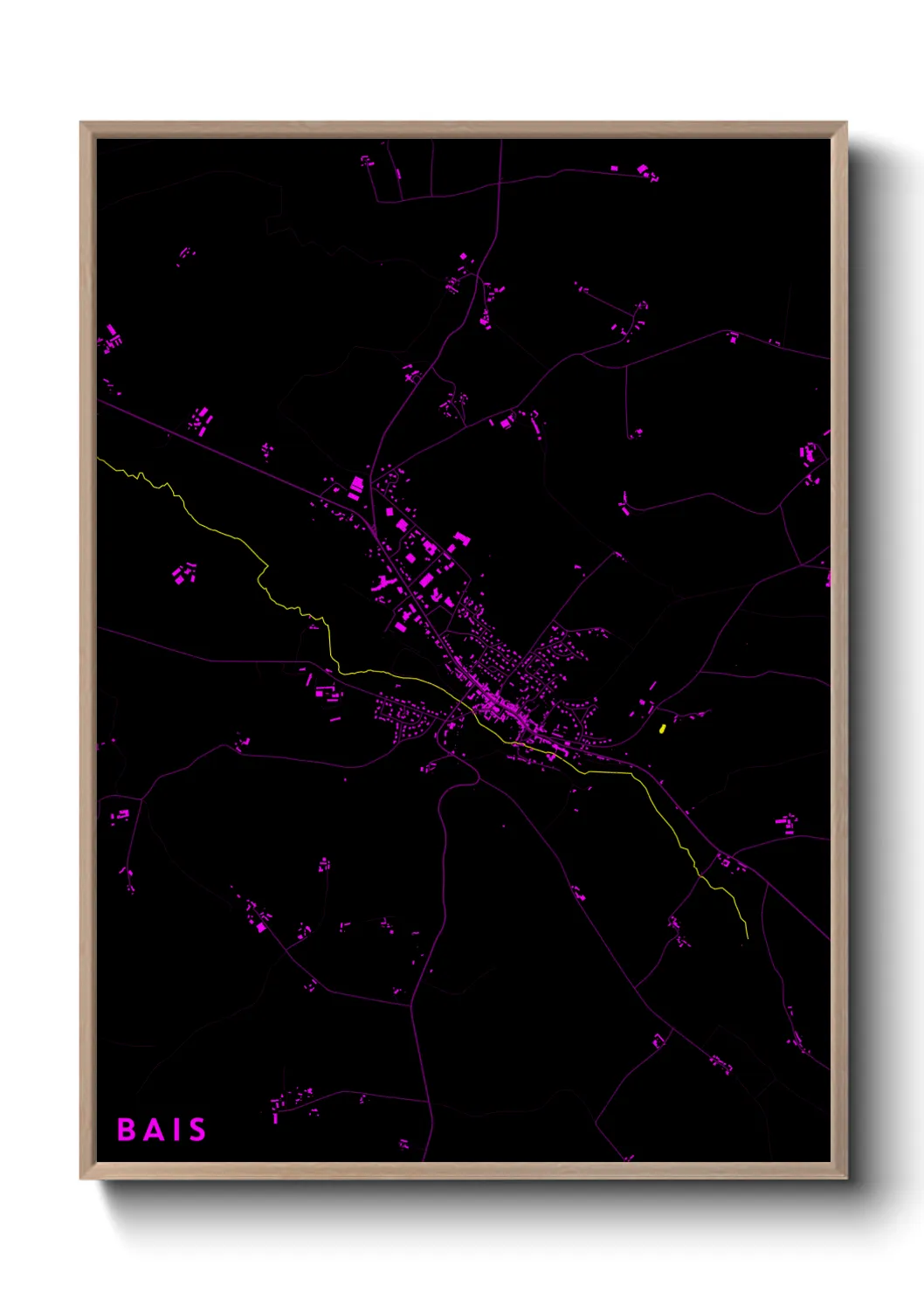 Une affiche de carte sur Bais