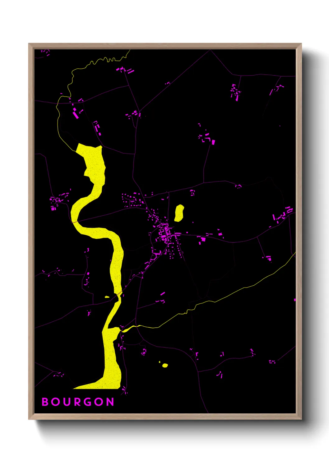Une affiche de carte sur Bourgon