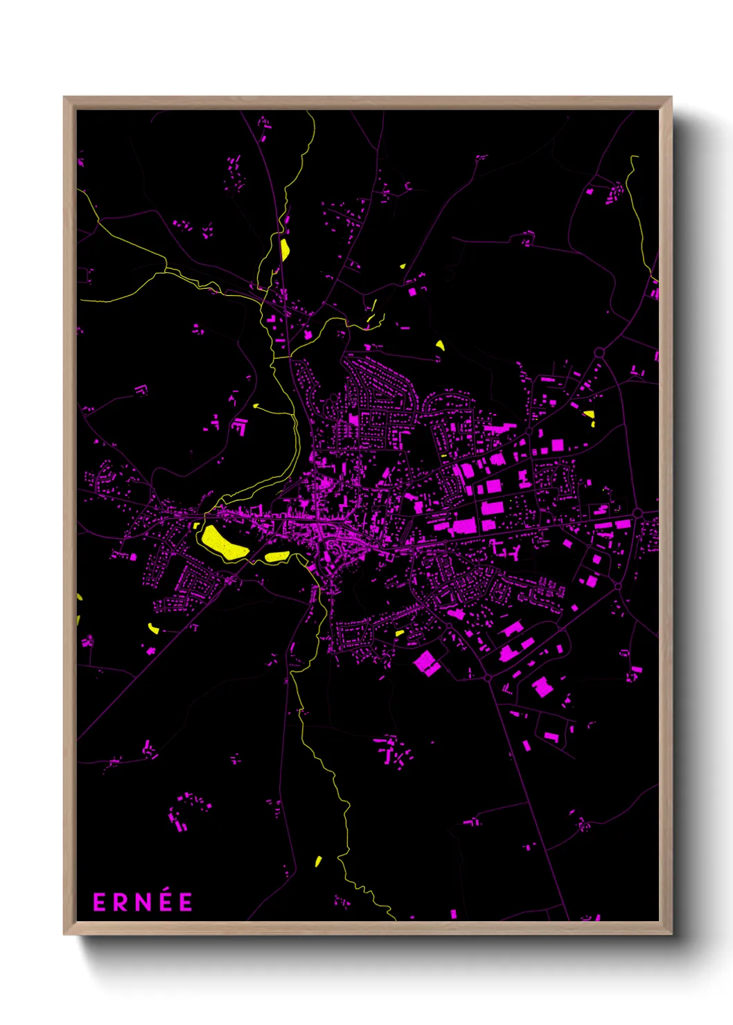Une affiche de carte sur Ernée