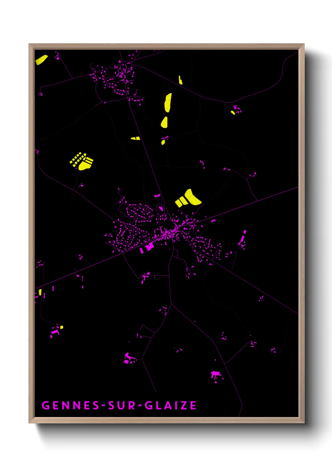 Une affiche de carte sur Gennes-sur-Glaize