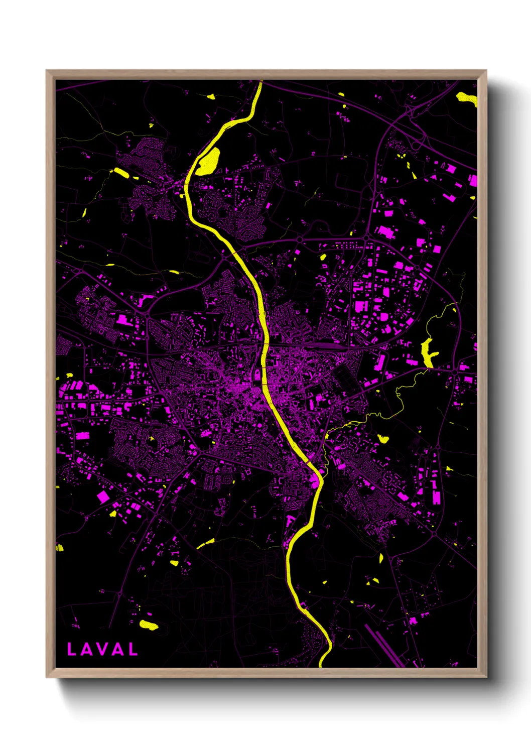 Une affiche de carte sur Laval