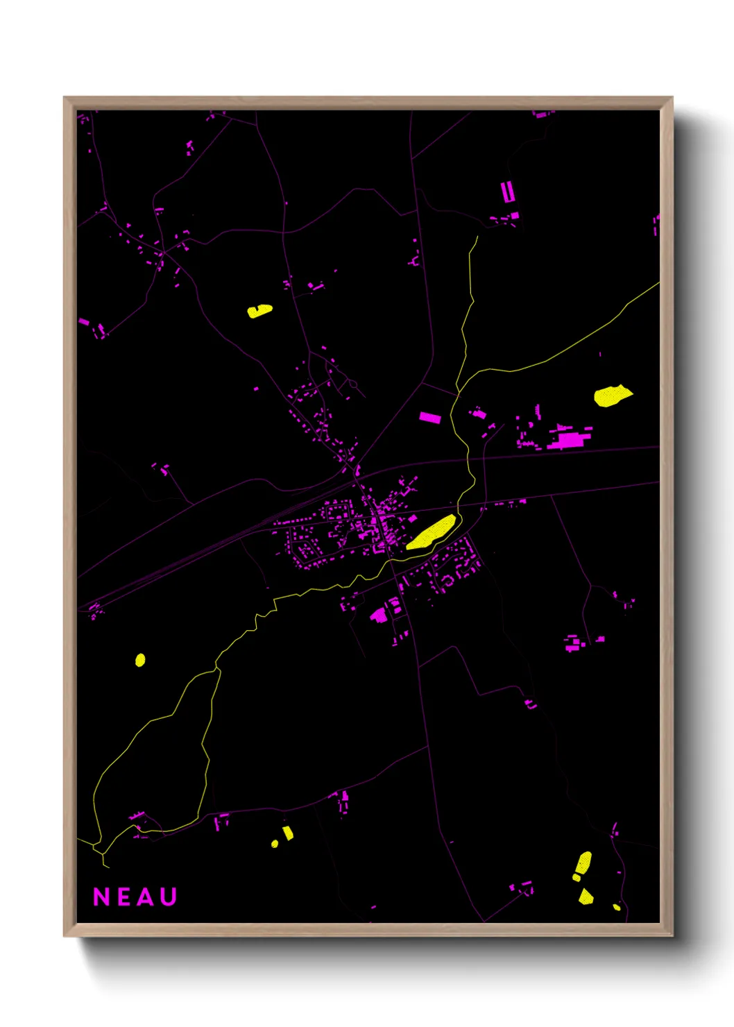 Une affiche de carte sur Neau