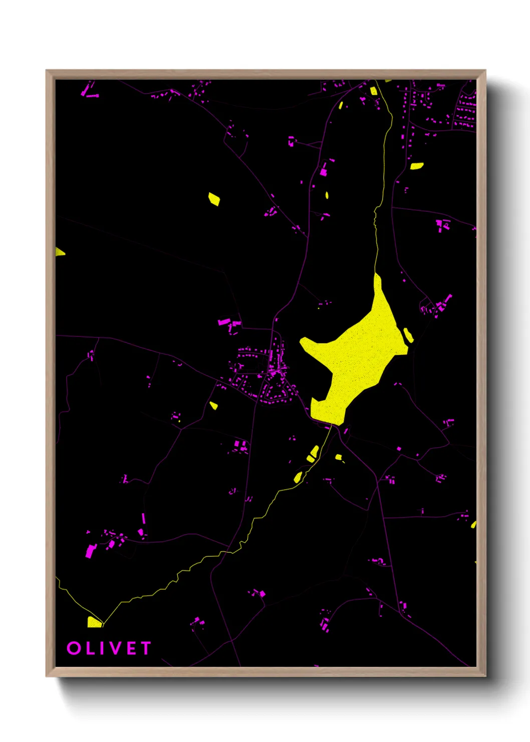 Une affiche de carte sur Olivet