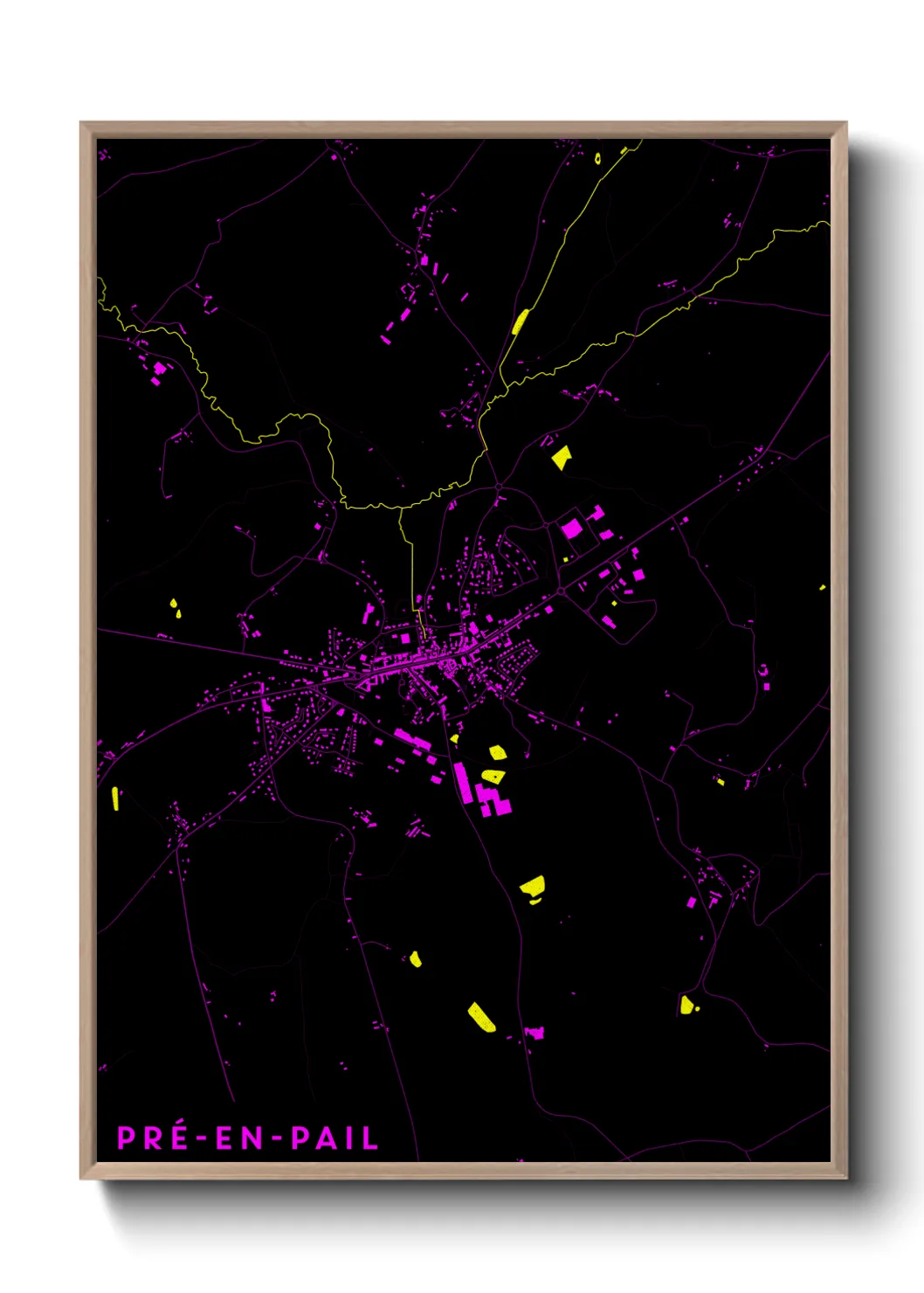 Une affiche de carte sur Pré-en-Pail