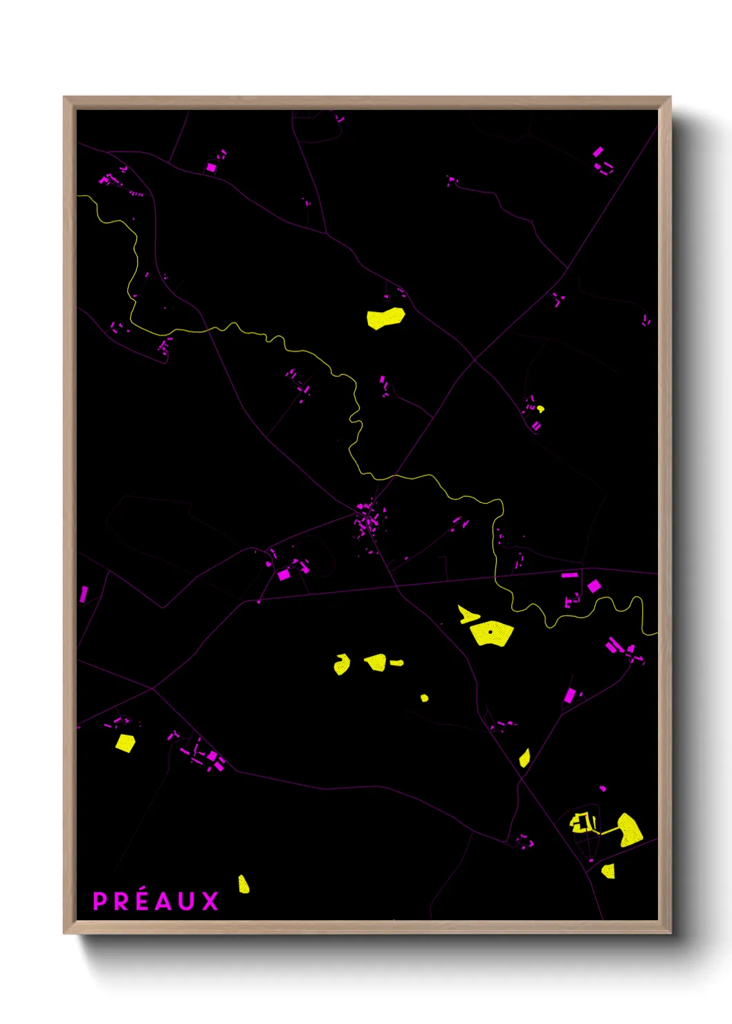 Une affiche de carte sur Préaux