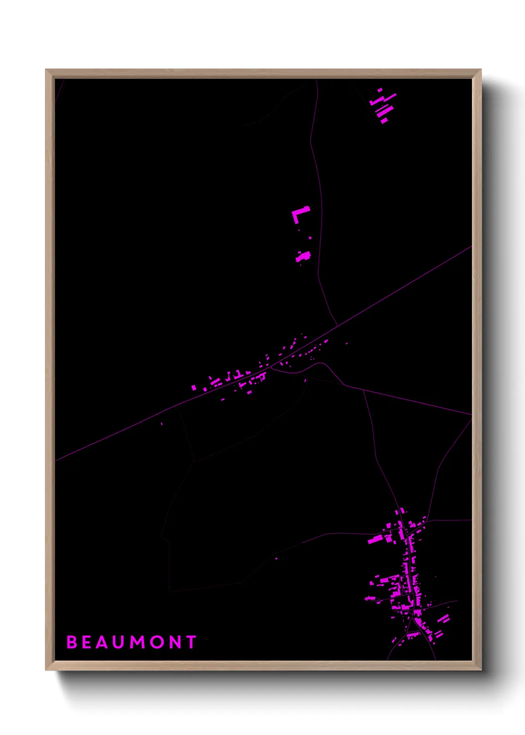 Une affiche de carte sur Beaumont