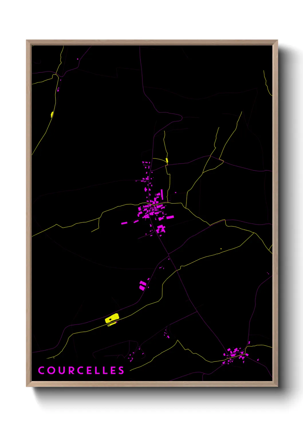 Une affiche de carte sur Courcelles