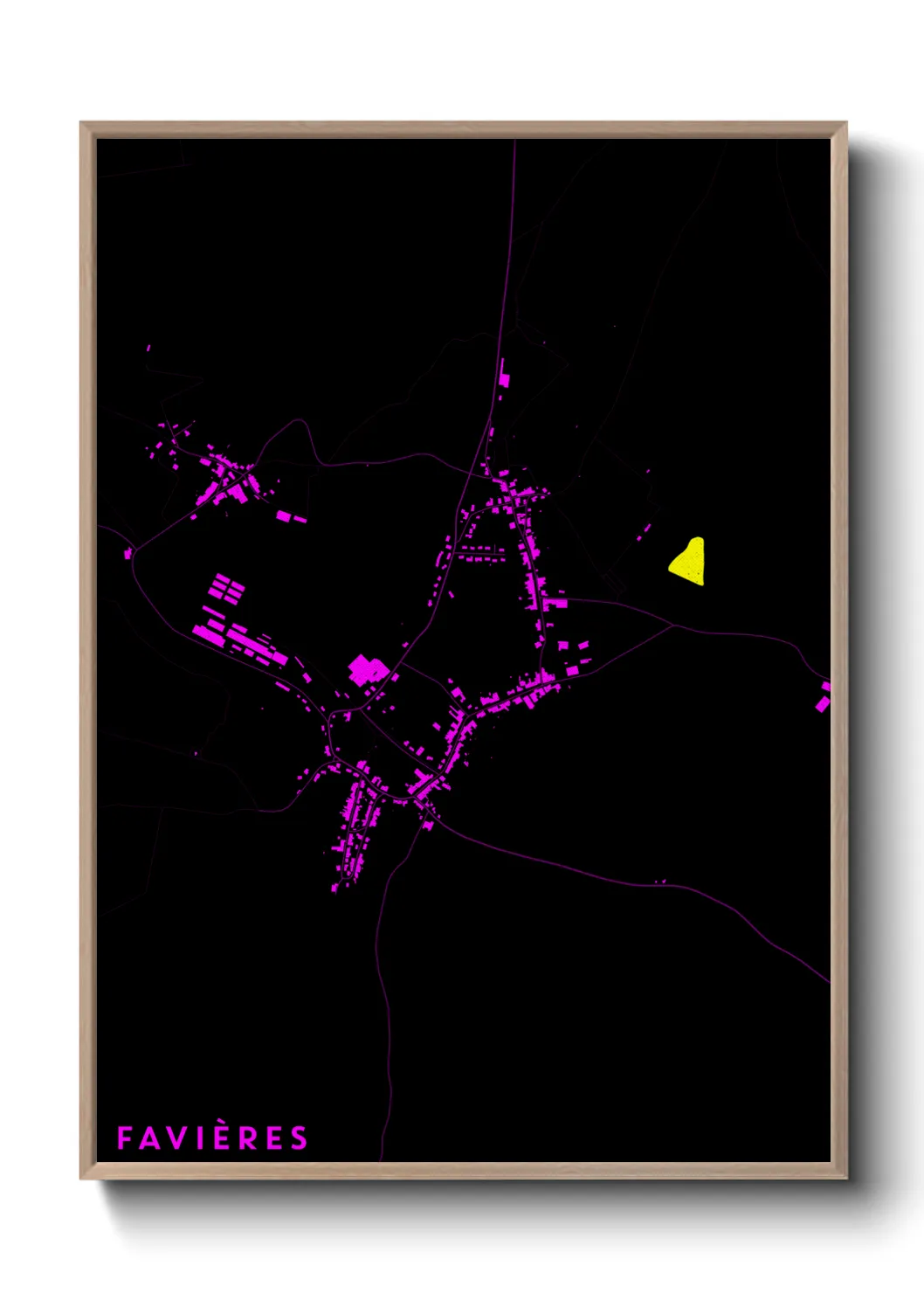 Une affiche de carte sur Favières