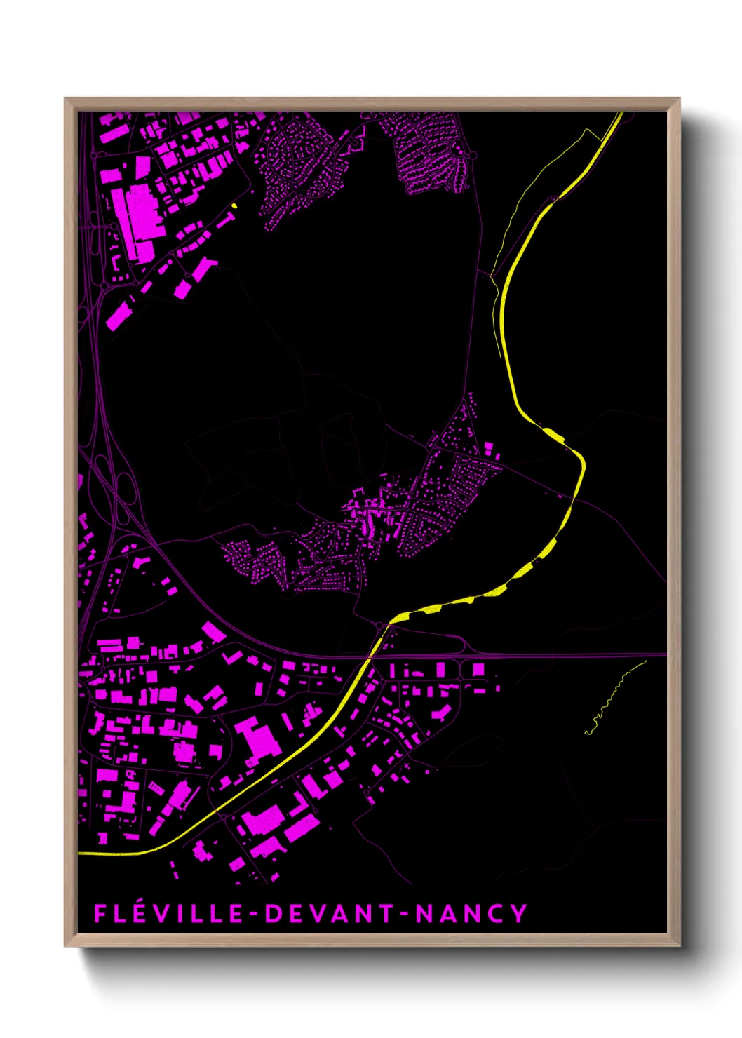 Une affiche de carte sur Fléville-devant-Nancy