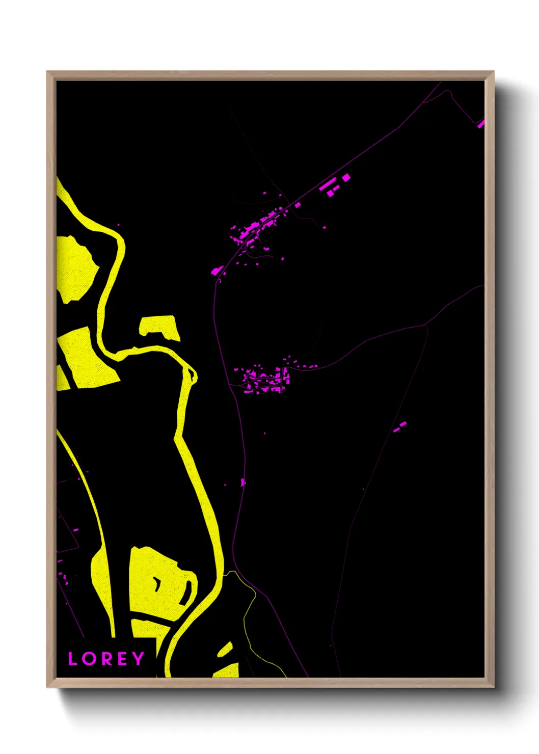 Une affiche de carte sur Lorey