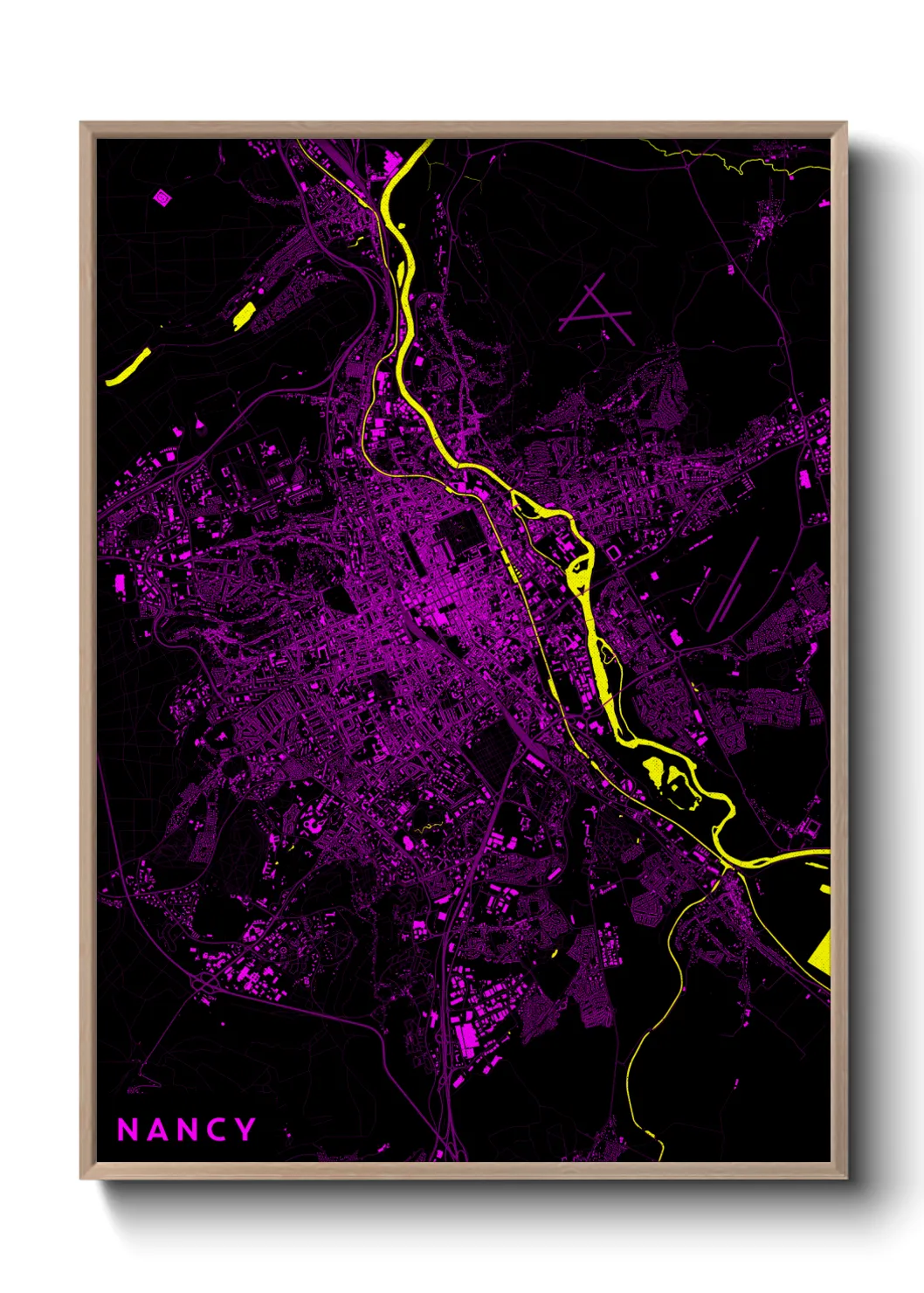 Une affiche de carte sur Nancy