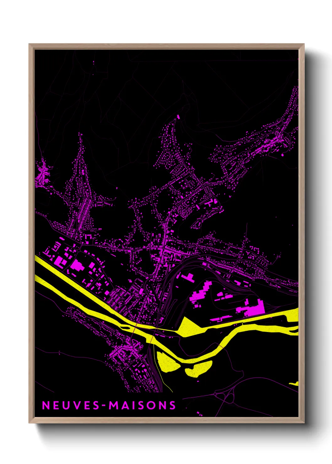 Une affiche de carte sur Neuves-Maisons