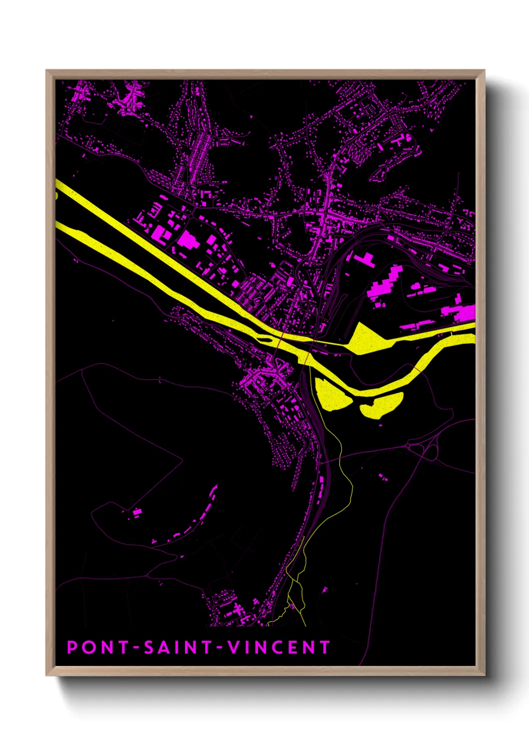 Une affiche de carte sur Pont-Saint-Vincent