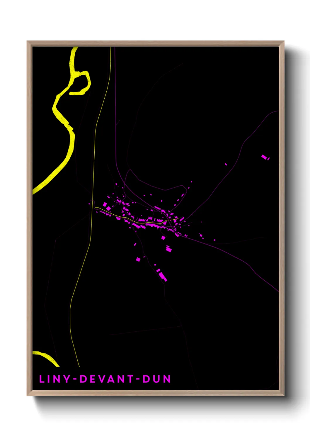 Une affiche de carte sur Liny-devant-Dun