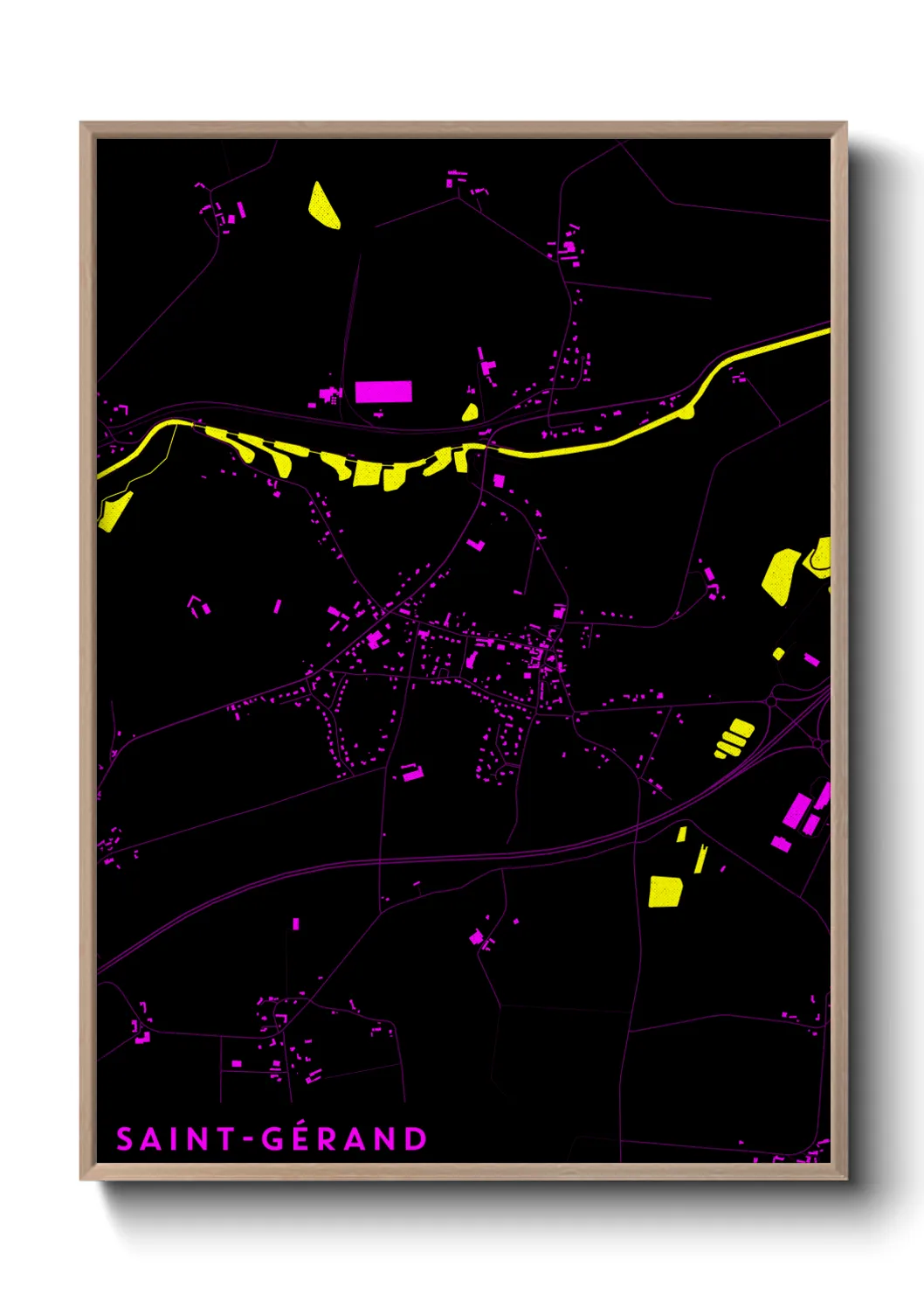 Une affiche de carte sur Saint-Gérand