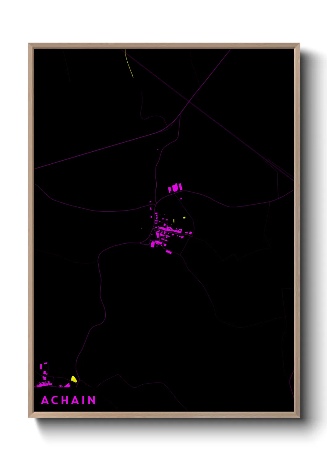 Une affiche de carte sur Achain
