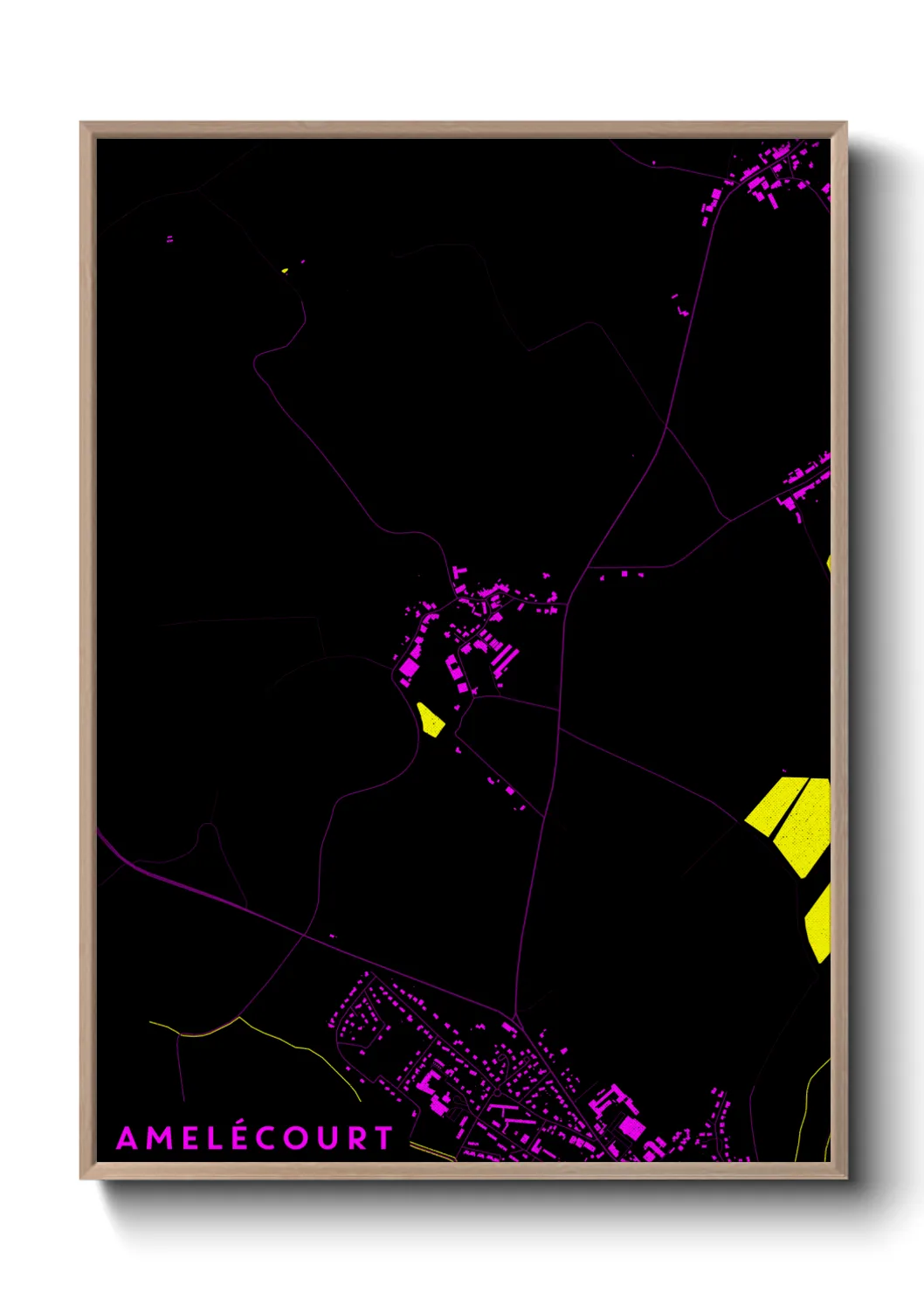 Une affiche de carte sur Amelécourt