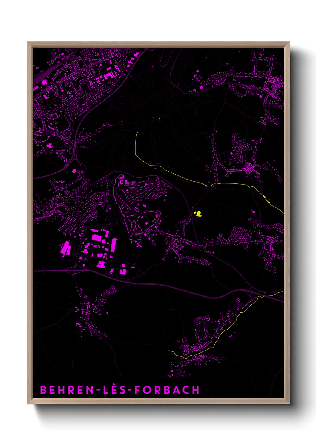 Une affiche de carte sur Behren-lès-Forbach