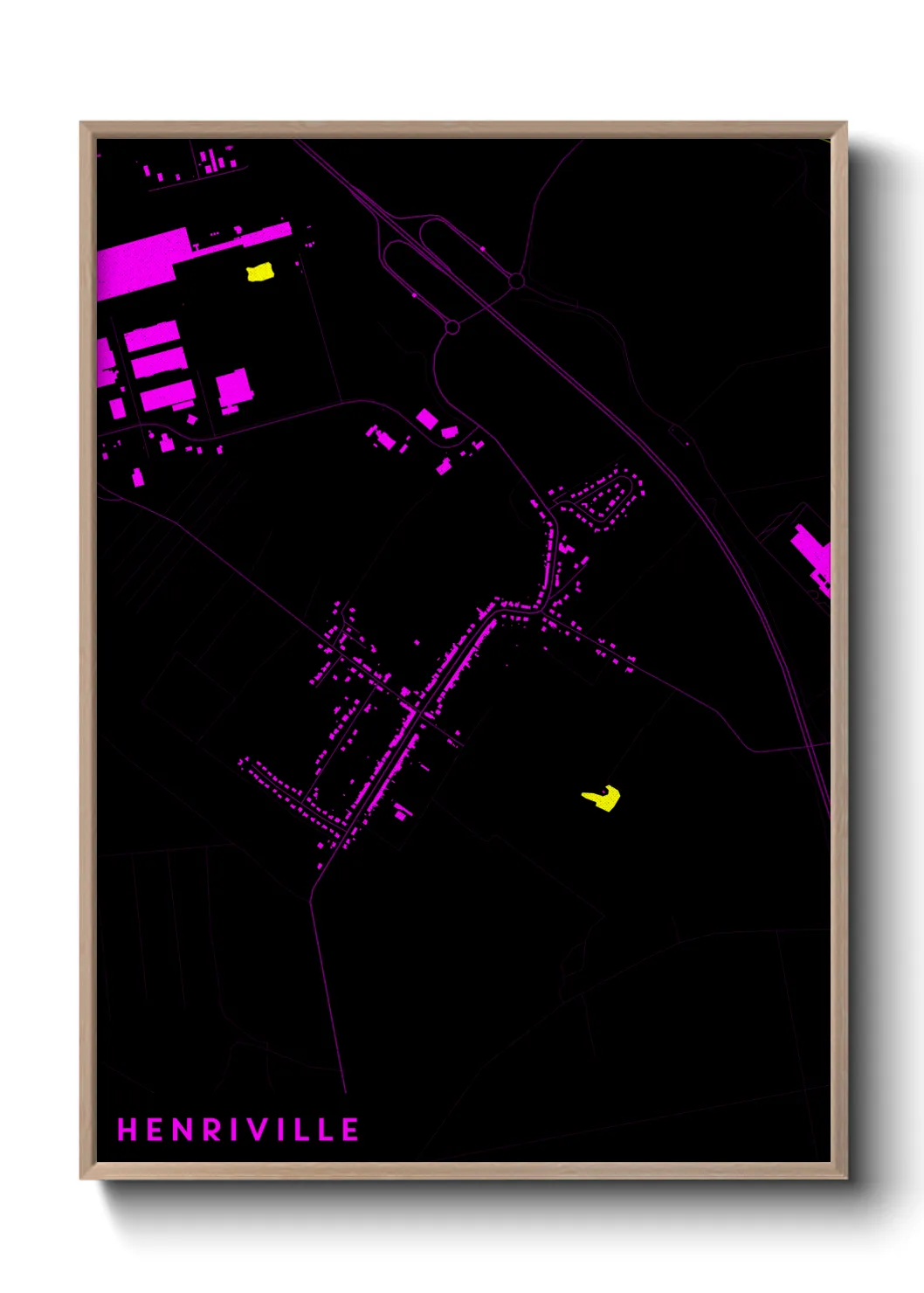 Une affiche de carte sur Henriville