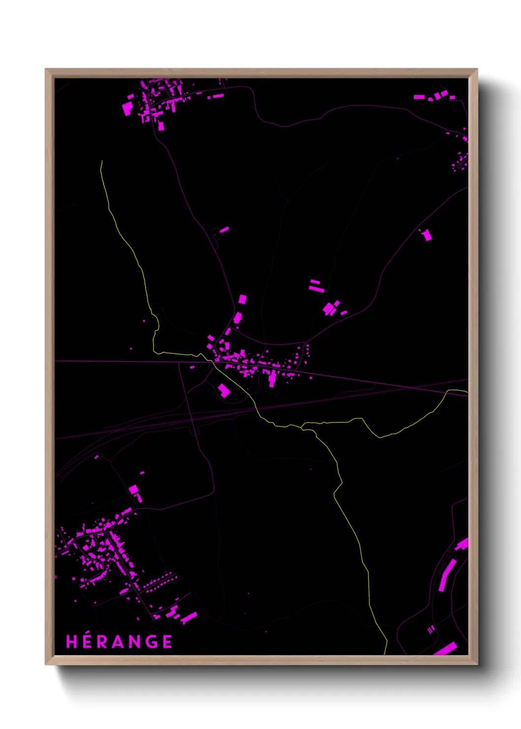 Une affiche de carte sur Hérange