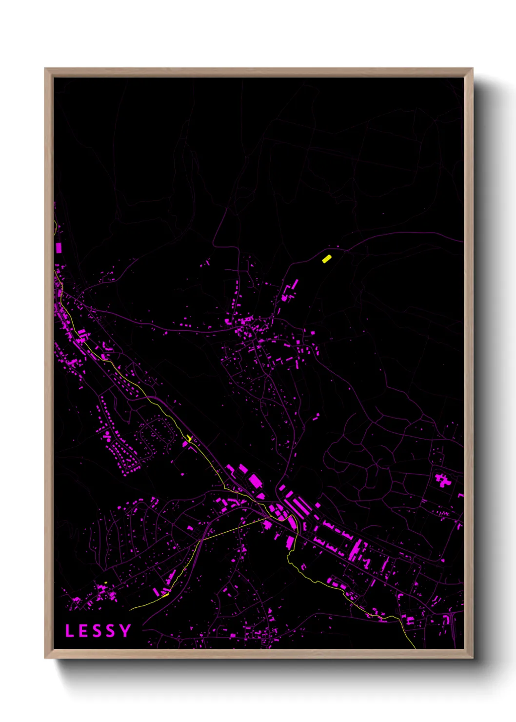 Une affiche de carte sur Lessy