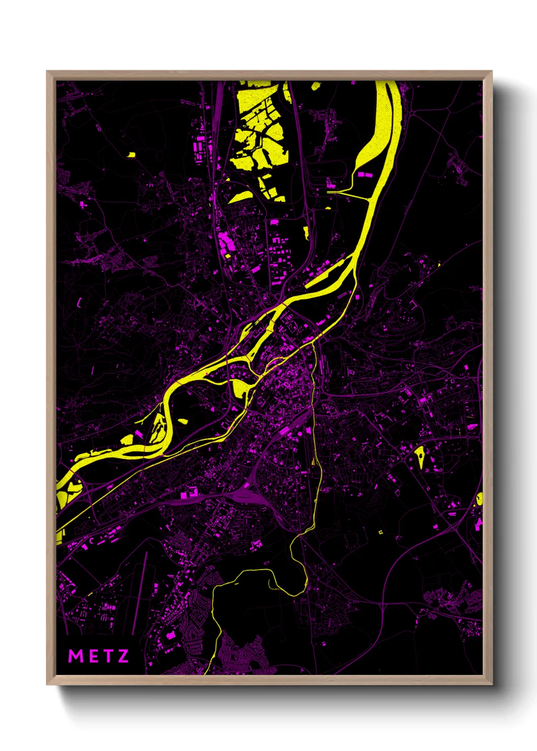 Une affiche de carte sur Metz
