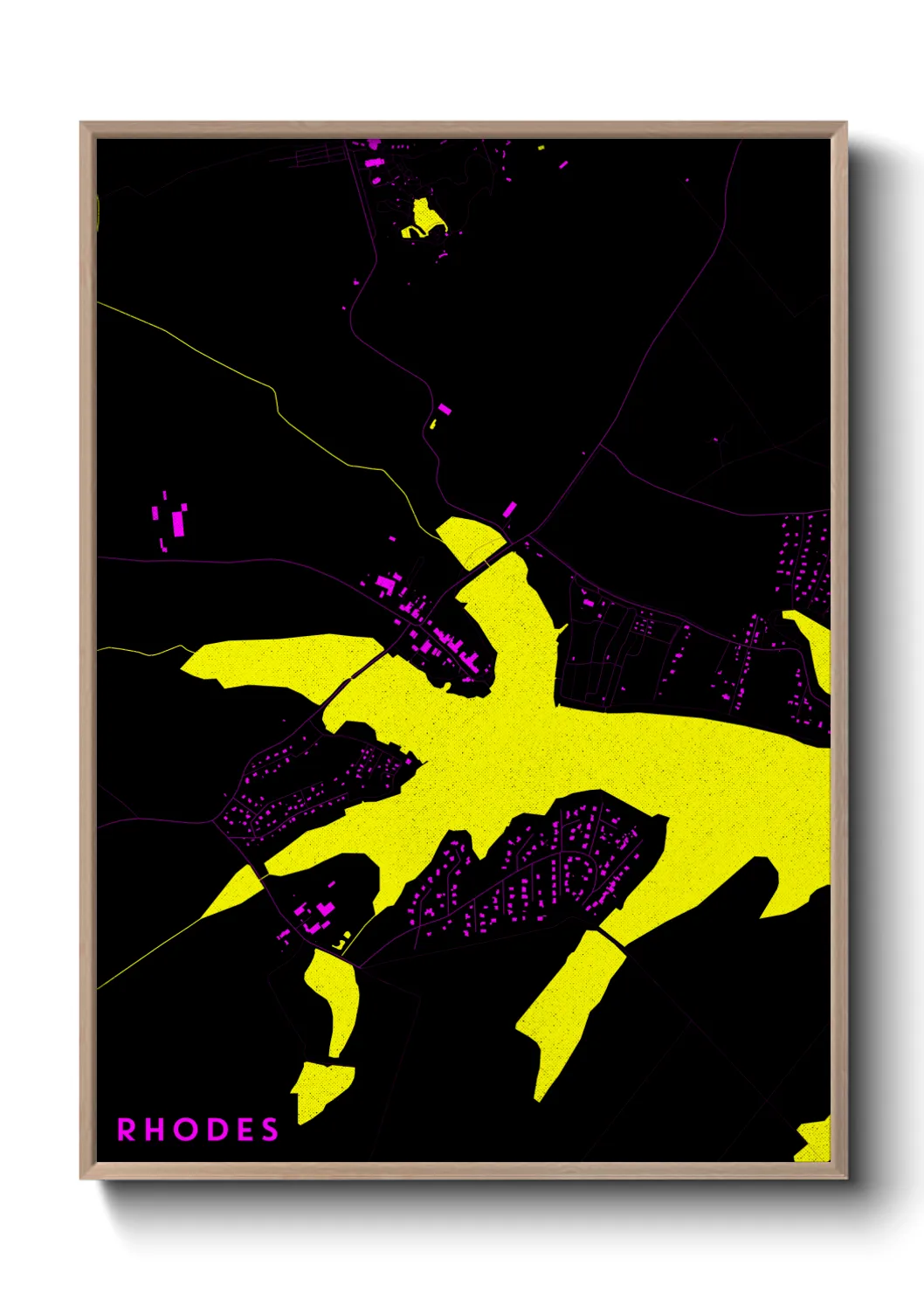 Une affiche de carte sur Rhodes