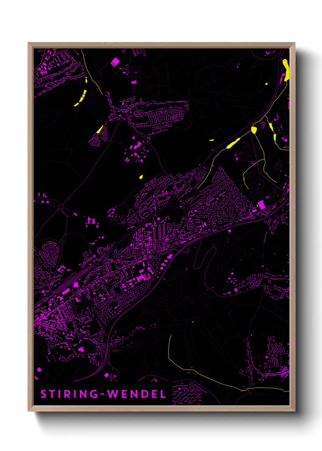 Une affiche de carte sur Stiring-Wendel