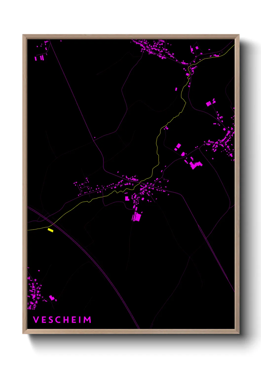 Une affiche de carte sur Vescheim