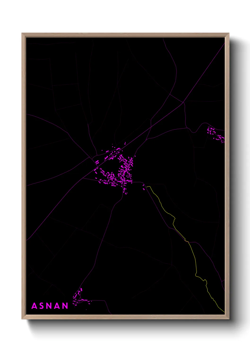 Une affiche de carte sur Asnan
