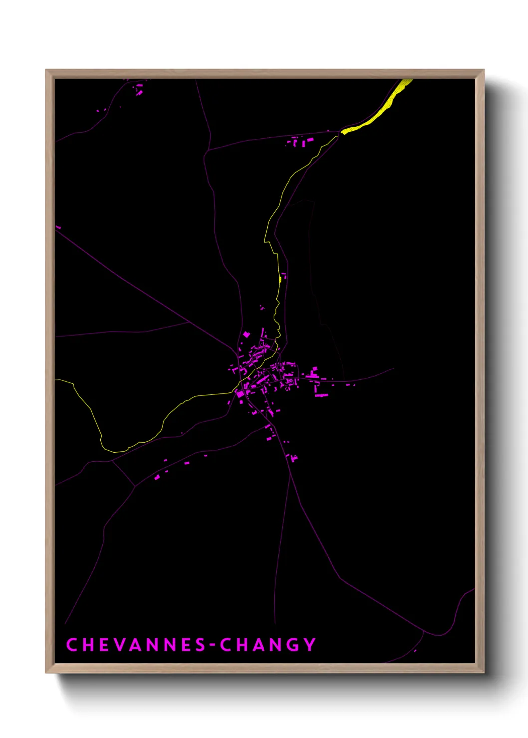 Une affiche de carte sur Chevannes-Changy
