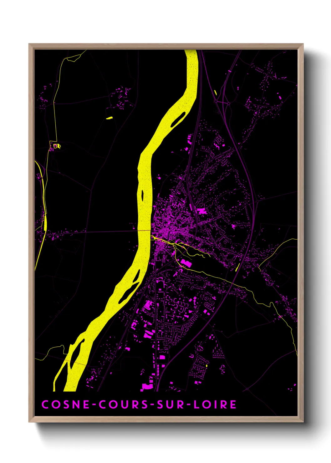 Une affiche de carte sur Cosne-Cours-sur-Loire
