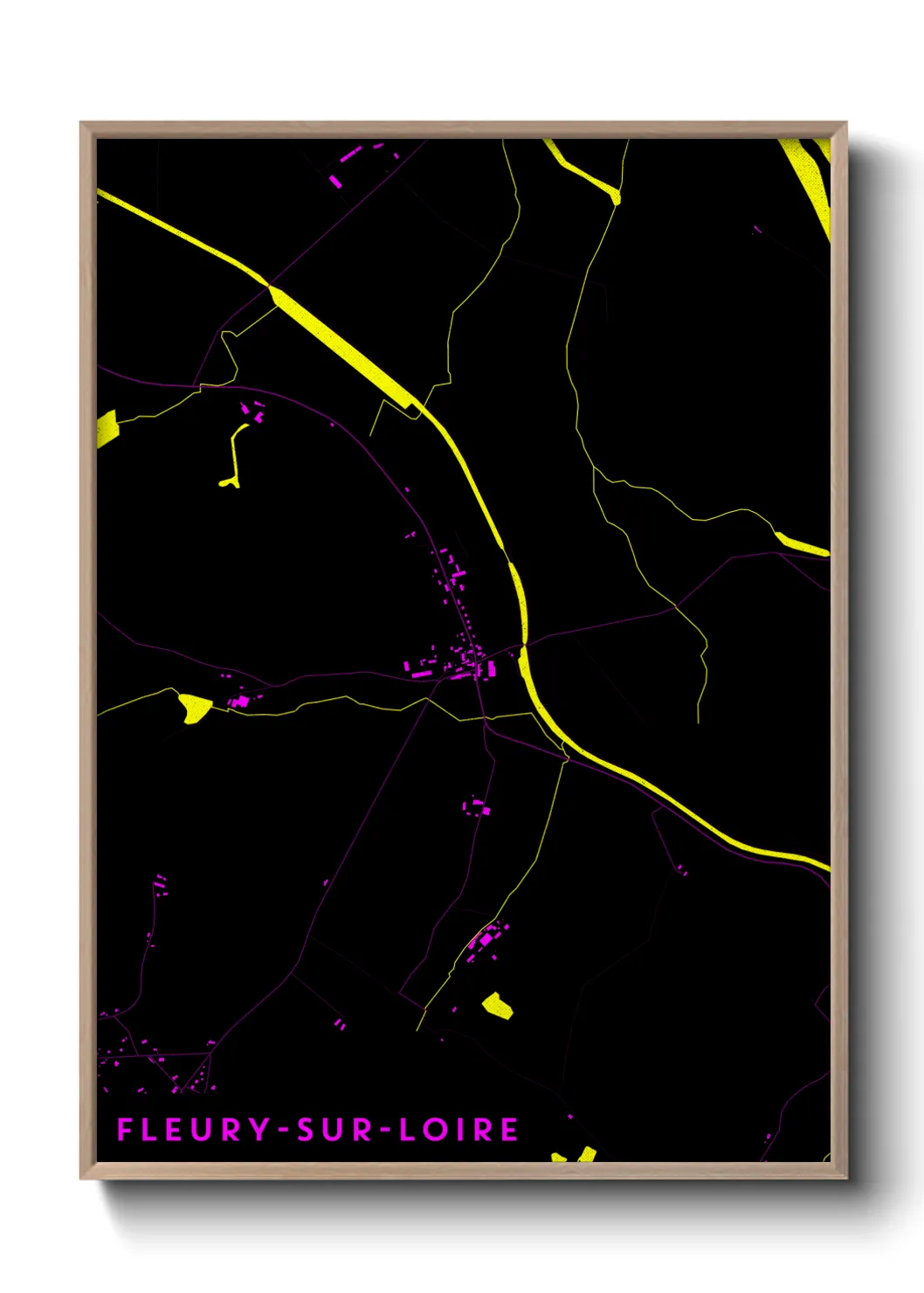 Une affiche de carte sur Fleury-sur-Loire