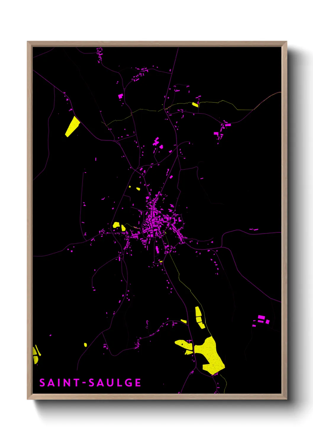 Une affiche de carte sur Saint-Saulge