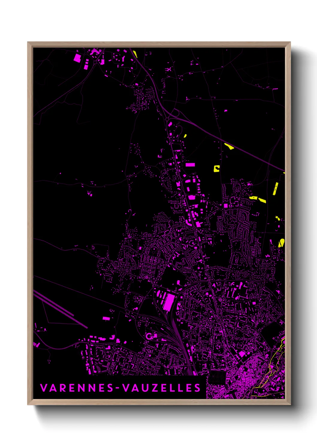 Une affiche de carte sur Varennes-Vauzelles