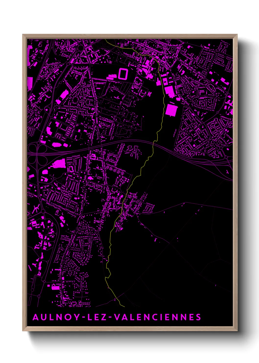 Une affiche de carte sur Aulnoy-lez-Valenciennes