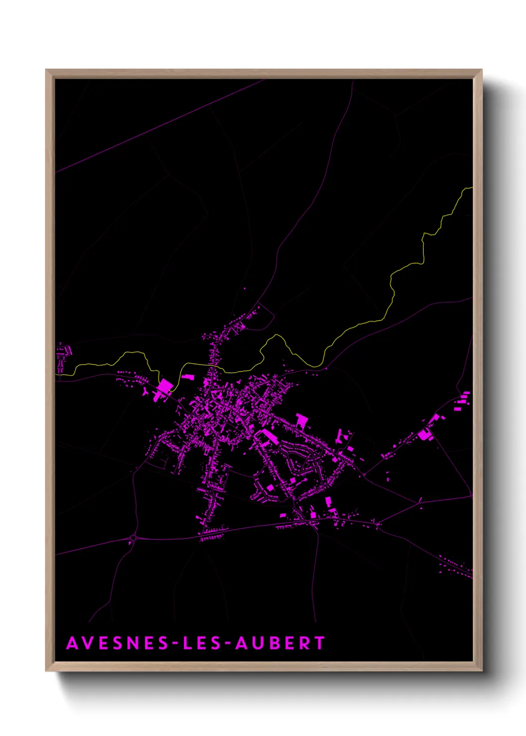Une affiche de carte sur Avesnes-les-Aubert