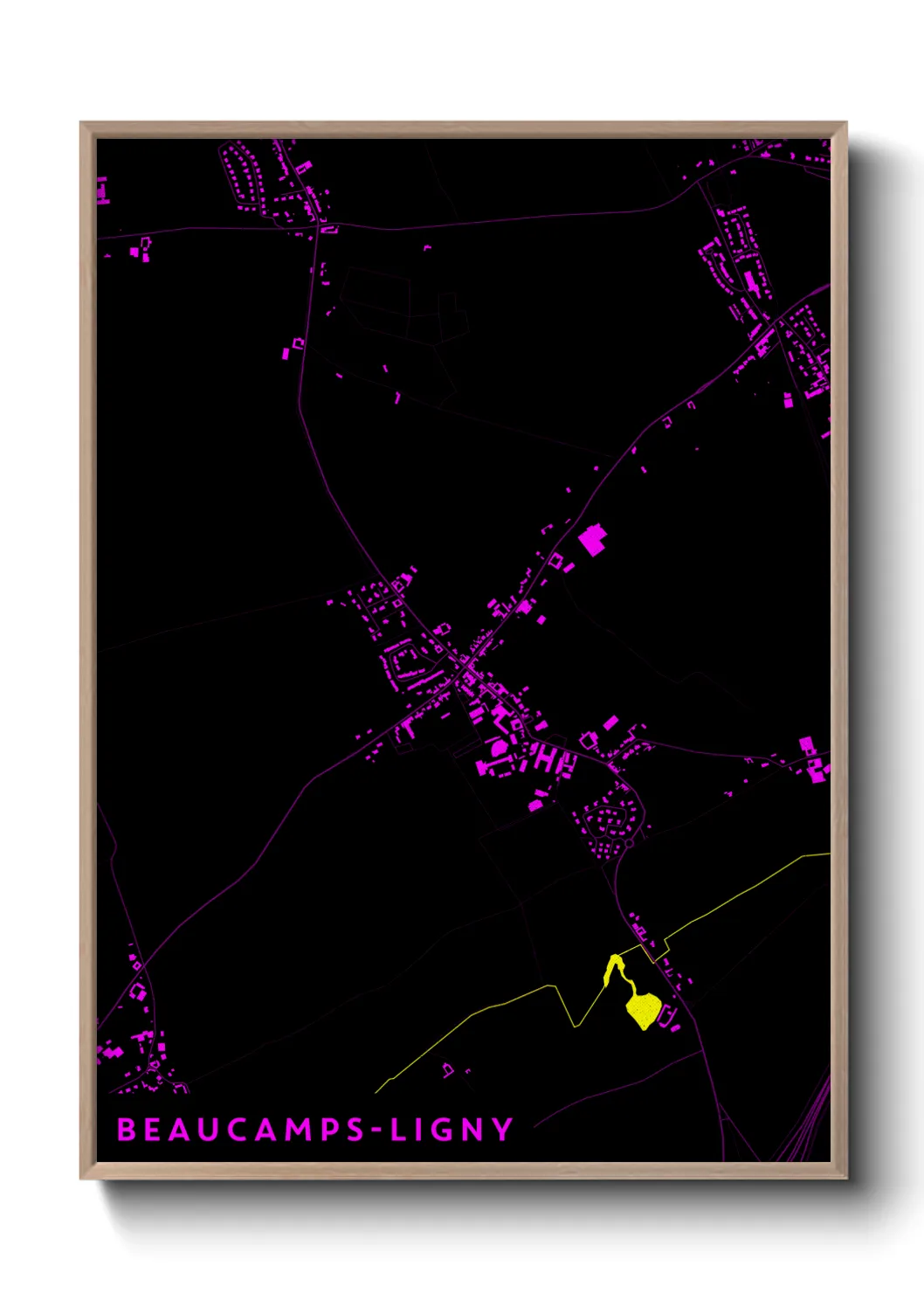 Une affiche de carte sur Beaucamps-Ligny