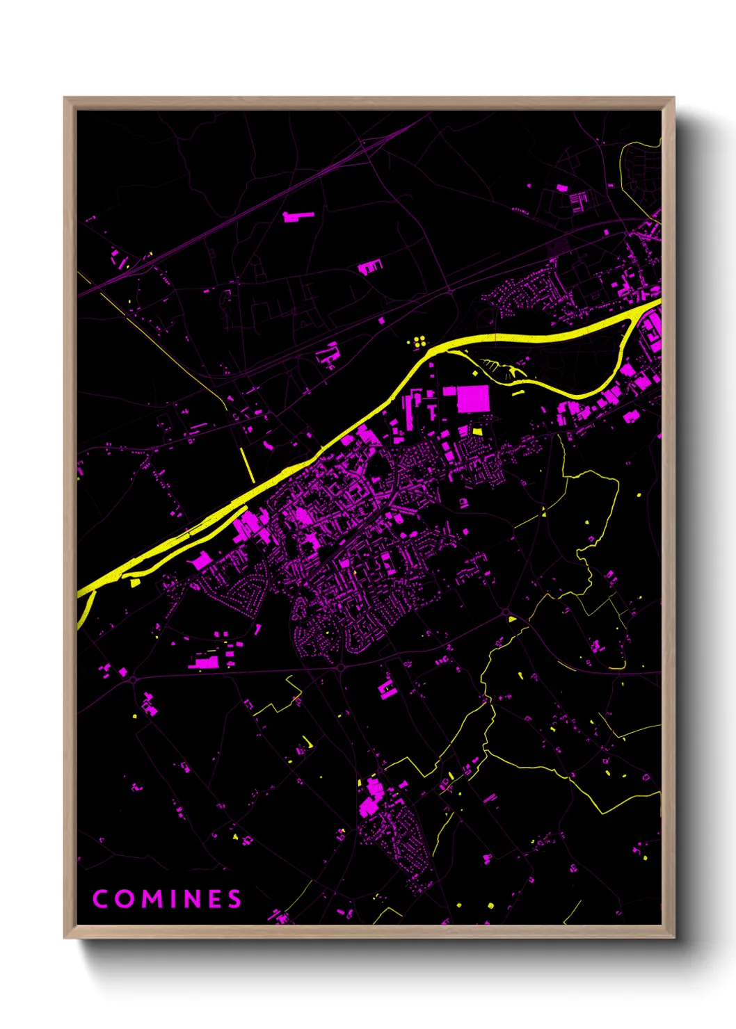 Une affiche de carte sur Comines