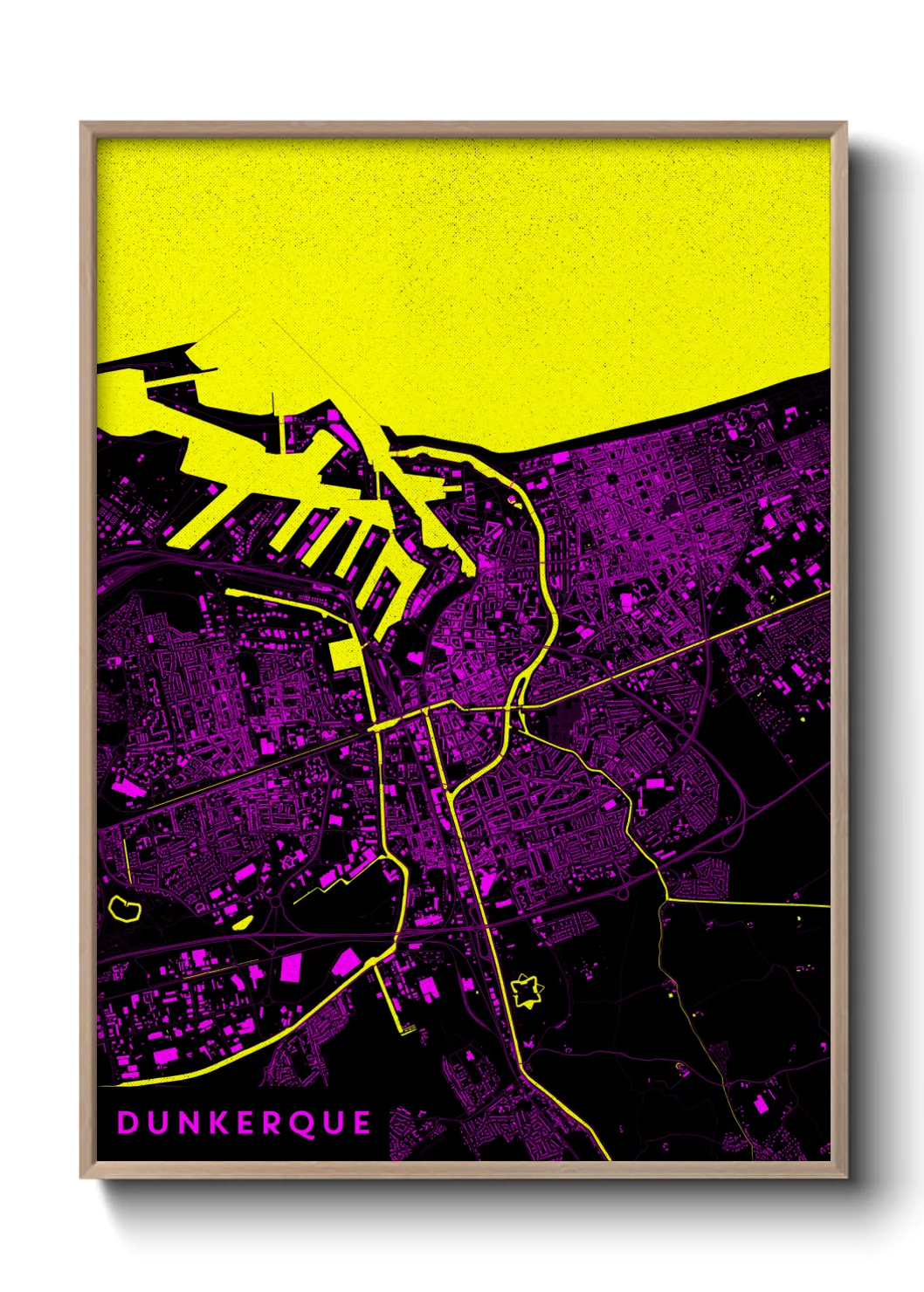 Une affiche de carte sur Dunkerque