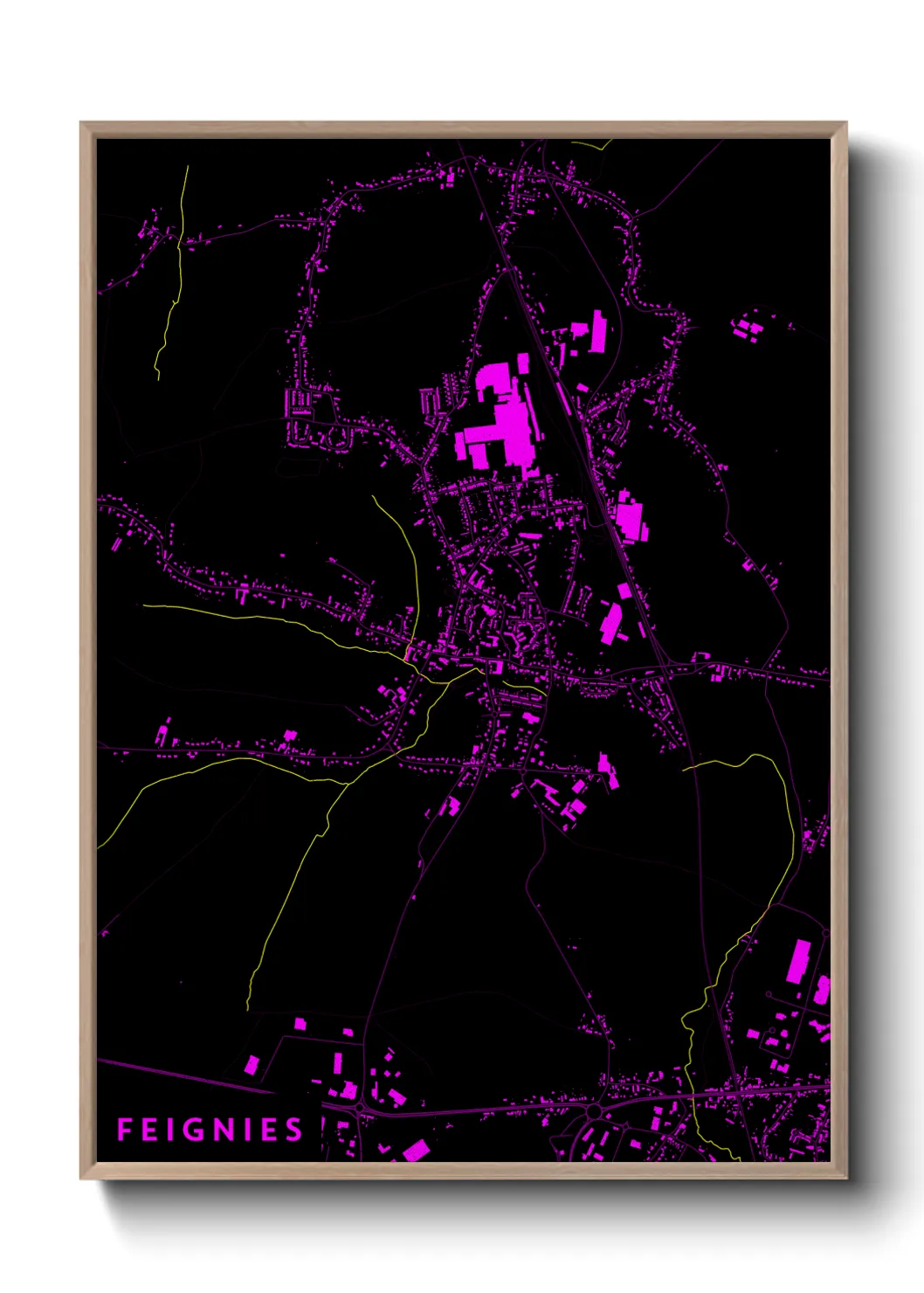 Une affiche de carte sur Feignies