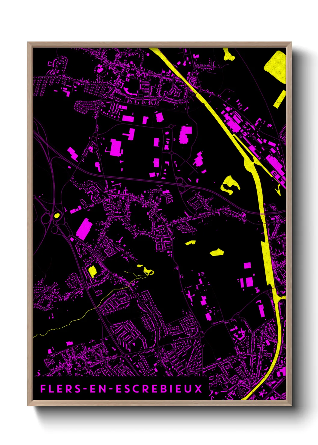Une affiche de carte sur Flers-en-Escrebieux