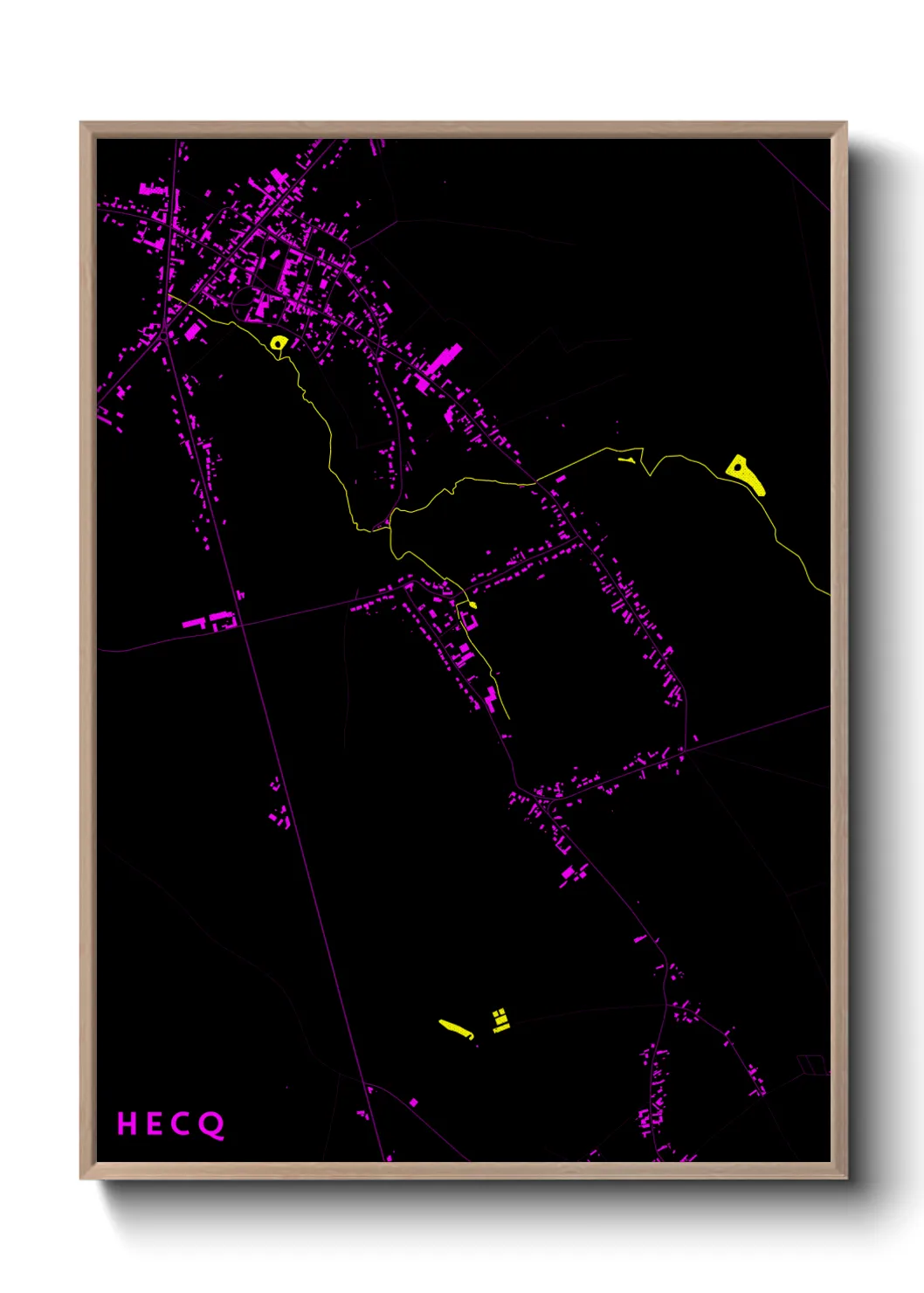 Une affiche de carte sur Hecq